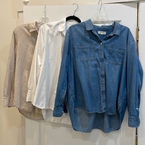 2 Madewell button downs and 1 H&M.